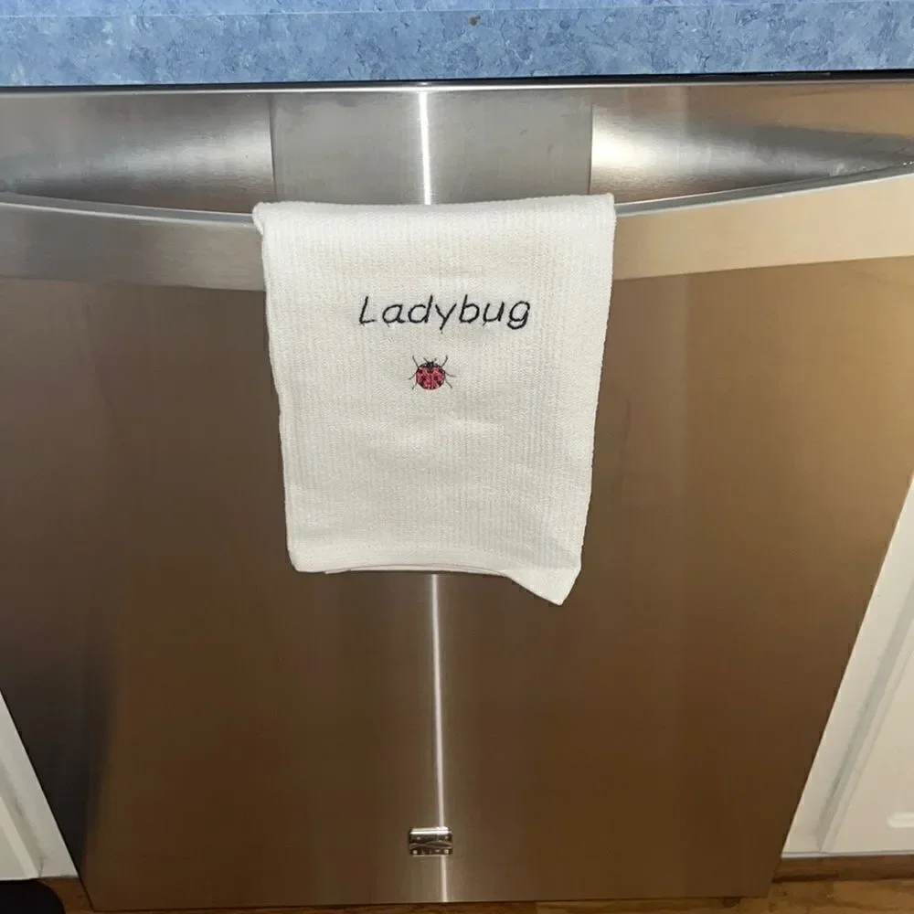 White Cotton Ladybug Kitchen Bar-Mop 18” by 16”
